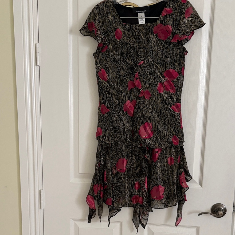 Two-piece Black and Pink Asymmetrical Dress